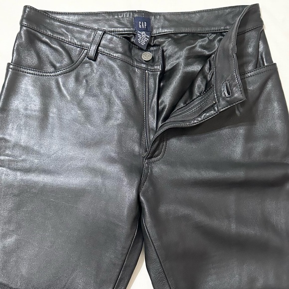 Vintage 90’s Gap Women’s Black Leather High Rise Straight Leg Pants, Rare - 10 - Picture 4 of 10